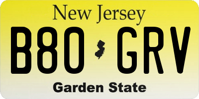 NJ license plate B80GRV