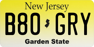 NJ license plate B80GRY
