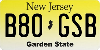 NJ license plate B80GSB