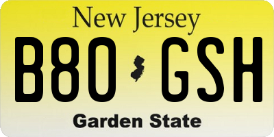 NJ license plate B80GSH