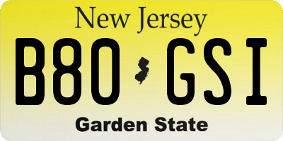 NJ license plate B80GSI