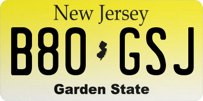 NJ license plate B80GSJ