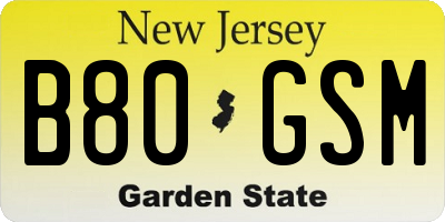 NJ license plate B80GSM