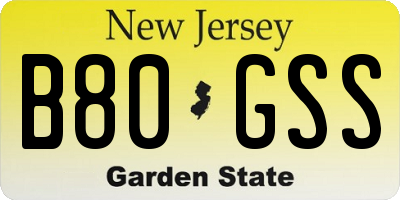 NJ license plate B80GSS