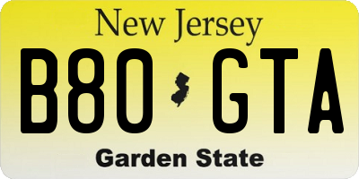 NJ license plate B80GTA