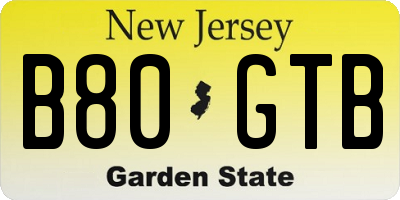 NJ license plate B80GTB