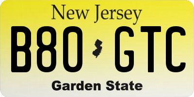 NJ license plate B80GTC