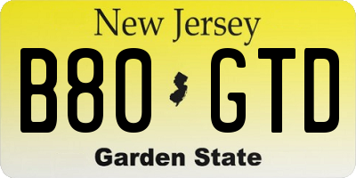 NJ license plate B80GTD