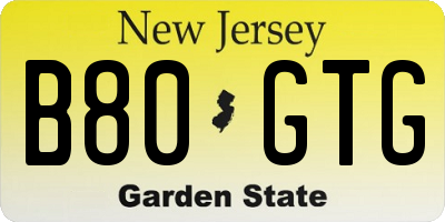 NJ license plate B80GTG