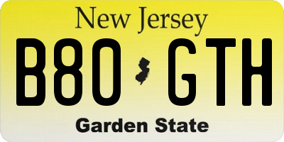 NJ license plate B80GTH