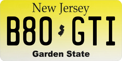 NJ license plate B80GTI