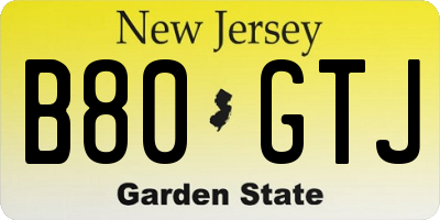 NJ license plate B80GTJ