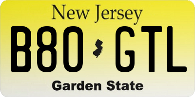 NJ license plate B80GTL