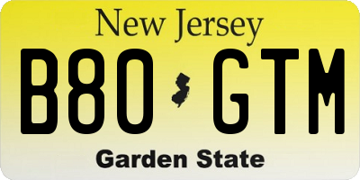 NJ license plate B80GTM