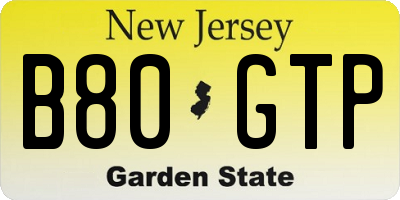 NJ license plate B80GTP