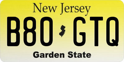 NJ license plate B80GTQ