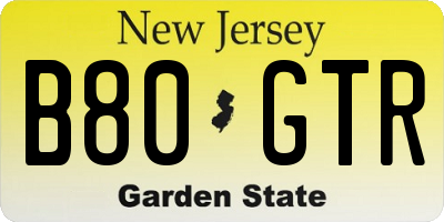 NJ license plate B80GTR