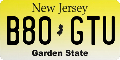 NJ license plate B80GTU