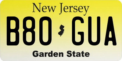 NJ license plate B80GUA
