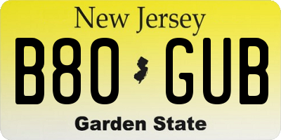 NJ license plate B80GUB