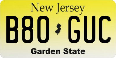 NJ license plate B80GUC