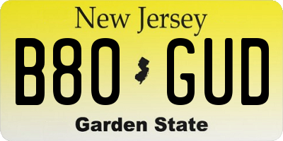 NJ license plate B80GUD