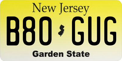 NJ license plate B80GUG