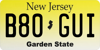NJ license plate B80GUI