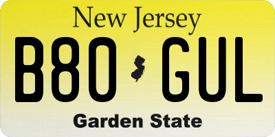 NJ license plate B80GUL