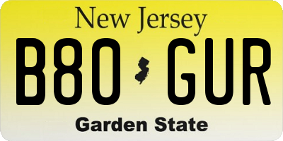 NJ license plate B80GUR