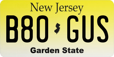 NJ license plate B80GUS