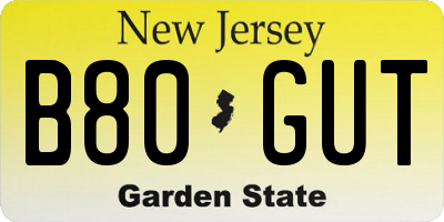 NJ license plate B80GUT