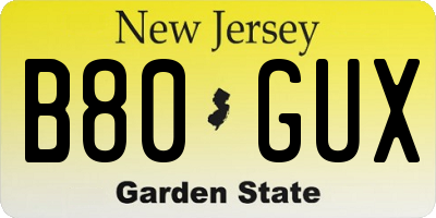NJ license plate B80GUX