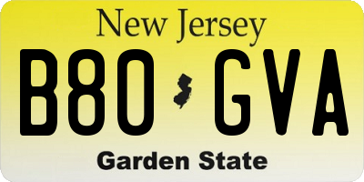 NJ license plate B80GVA