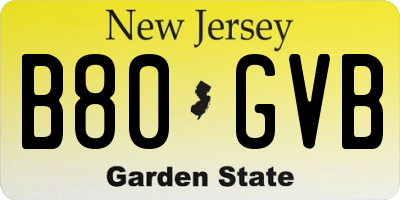 NJ license plate B80GVB