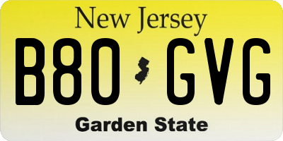 NJ license plate B80GVG