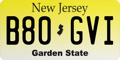 NJ license plate B80GVI