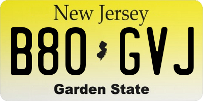 NJ license plate B80GVJ
