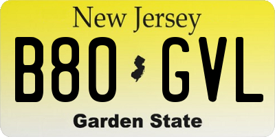 NJ license plate B80GVL