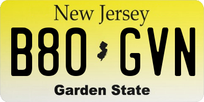 NJ license plate B80GVN