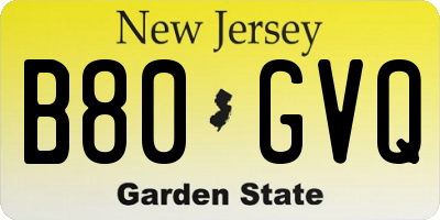 NJ license plate B80GVQ