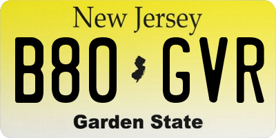 NJ license plate B80GVR