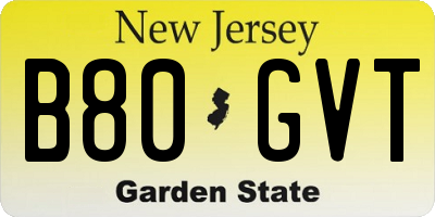 NJ license plate B80GVT
