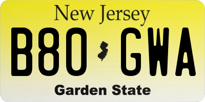 NJ license plate B80GWA