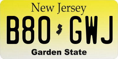 NJ license plate B80GWJ