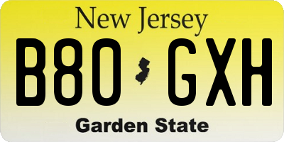 NJ license plate B80GXH