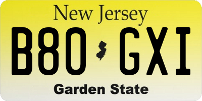 NJ license plate B80GXI