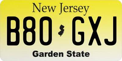 NJ license plate B80GXJ