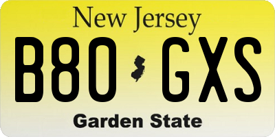 NJ license plate B80GXS