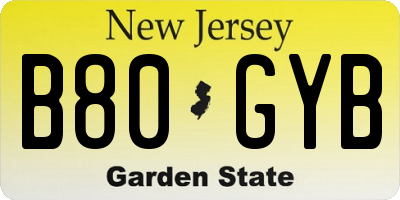 NJ license plate B80GYB